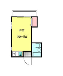コーポカミカワ ワンルームの間取図画像