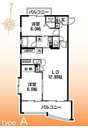 グリュック大野浦 2LDKの間取図画像