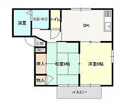 メゾン原之前C棟 2DKの間取図画像