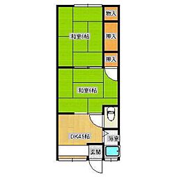 寿山荘 2DKの間取図画像