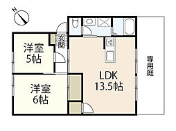 ウィンディア小林B 2LDKの間取図画像