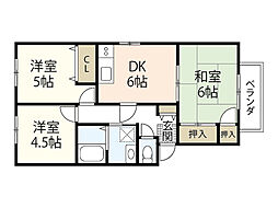 ファミーユ矢野東B 3DKの間取図画像