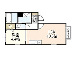 メルメゾン 1LDKの間取図画像