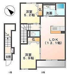 TAMAハウス 2LDKの間取図画像