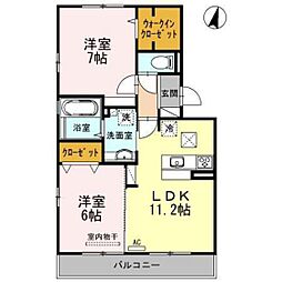 セジュールT&T上東雲 2LDKの間取図画像