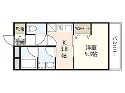 MTerrace八幡東壱番館 1Kの間取図画像