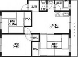 米尾マンション 3DKの間取図画像