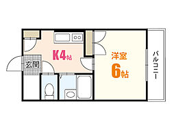 第2植野ビル 1Kの間取図画像