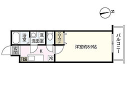デルタ幟町 1Kの間取図画像