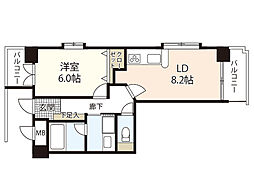 ジェイシティ紙屋町 1LDKの間取図画像