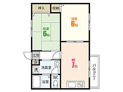 エスポワール21 2DKの間取図画像