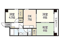Arista広島平和大通り 3DKの間取図画像