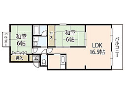 K3ハイツ 2LDKの間取図画像