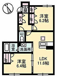 ヴィラ・コモド天庫 2LDKの間取図画像