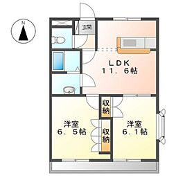 ヴィフ.シャルマン 2LDKの間取図画像