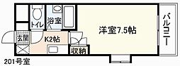 第3コーポふるや 1Kの間取図画像