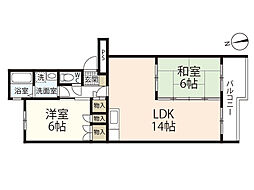 第3桂マンション 2LDKの間取図画像
