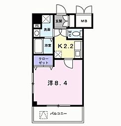 カーサエテルナ 1Kの間取図画像