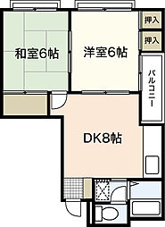 パルコパール1 2DKの間取図画像