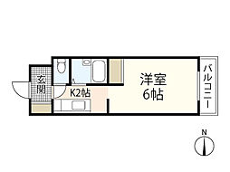 コーポヤマガタ 1Kの間取図画像