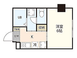 エオス竹屋町ビル 1Kの間取図画像