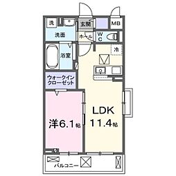 メゾン・セレニテ A 1LDKの間取図画像