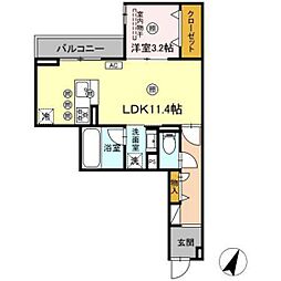 D-Axis旭 B棟 1LDKの間取図画像