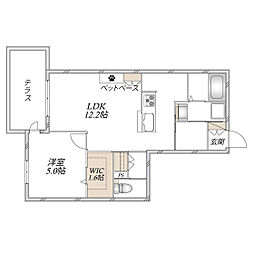 Wisteria court 1LDKの間取図画像