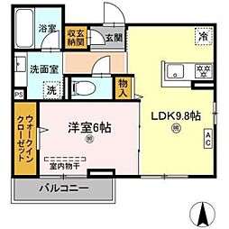 D-roomコサコ 1LDKの間取図画像
