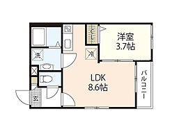アベックスハイム吉見園 1LDKの間取図画像
