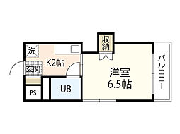 第3中川コーポラス 1Kの間取図画像