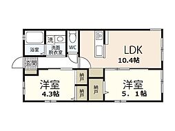ウィズハイム井口 2LDKの間取図画像