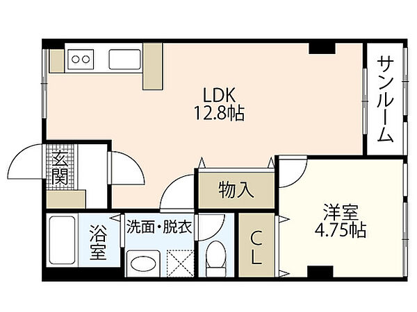 広島県広島市安佐南区上安2丁目(賃貸マンション1LDK・4階・44.00㎡)の写真 その2