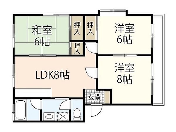 土屋マンション ｜広島県広島市西区古江西町(賃貸マンション3LDK・3階・61.39㎡)の写真 その2