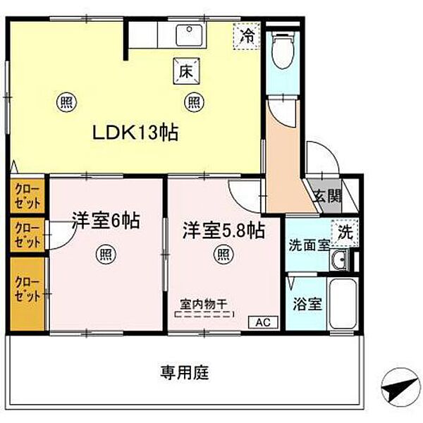 エメロード高石 ｜広島県広島市佐伯区千同1丁目(賃貸アパート2LDK・1階・55.47㎡)の写真 その2