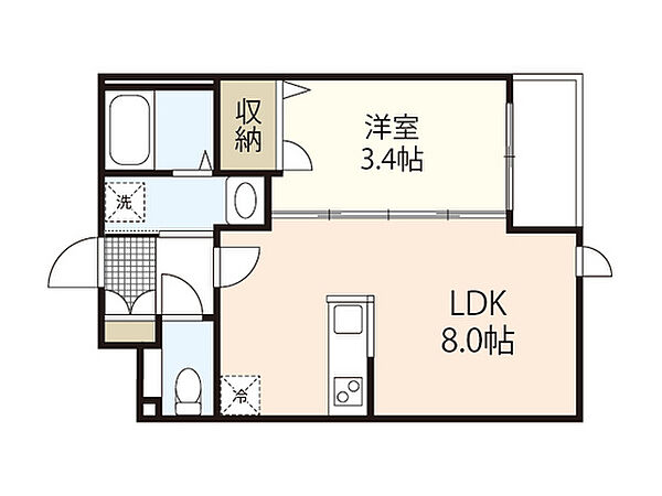 月光西川口町弐番館 ｜広島県広島市中区西川口町(賃貸アパート1LDK・3階・27.74㎡)の写真 その2