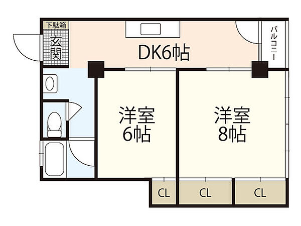 広島県広島市西区己斐本町1丁目(賃貸マンション2DK・5階・47.20㎡)の写真 その2