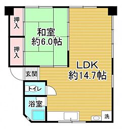 第一田万里ビル 1LDKの間取図画像