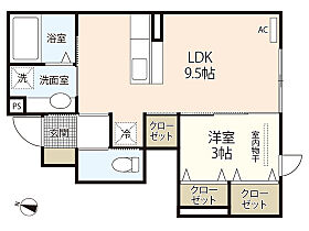 広島県広島市西区草津梅が台（賃貸アパート1LDK・1階・33.02㎡） その2