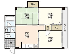 石光ビル 3階3LDKの間取り