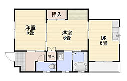 リブレ山本 1階2DKの間取り