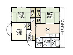 阿瀬波コーポ 3階3DKの間取り