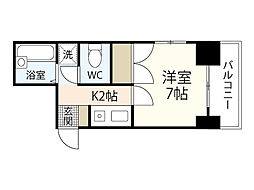 THE KAMINOBORI 5階1Kの間取り