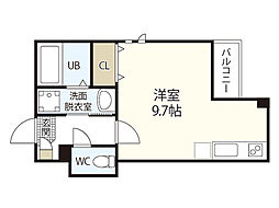 Grandtic JM-road 1階ワンルームの間取り
