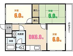 コーポ谷岡 3DKの間取図画像