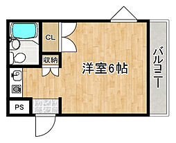 ウエストコート 4階1Kの間取り
