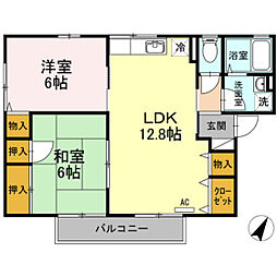 セジュール中相田　II棟 1階2LDKの間取り