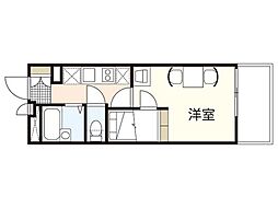 レオパレスさくらII 2階1Kの間取り