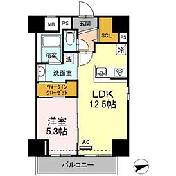サンテドール 4階1LDKの間取り