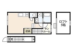 ノーランド三宅 2階ワンルームの間取り